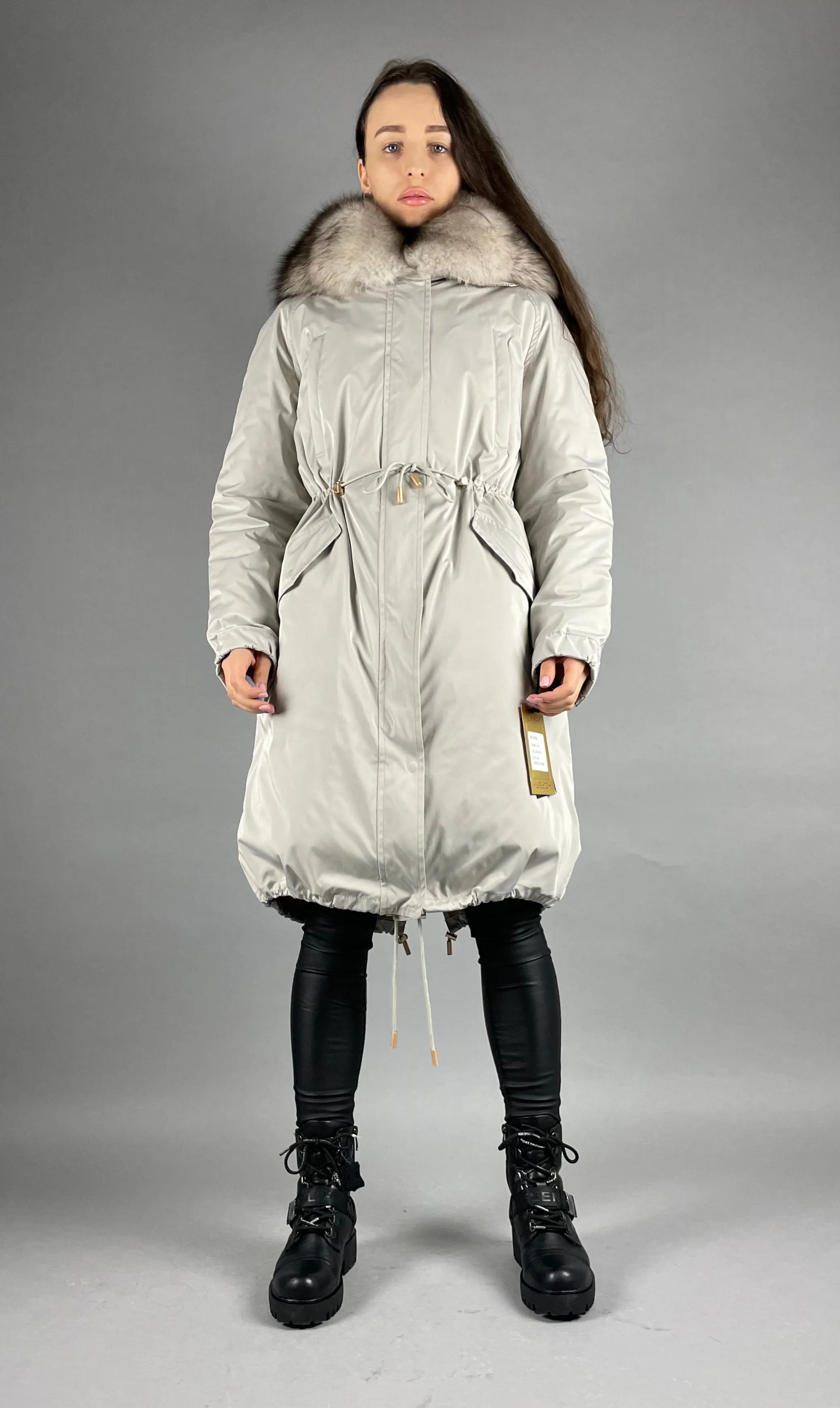 PARKA LUX Grey(SY2106-13)/White-black(M16)/Rex for women 103cm