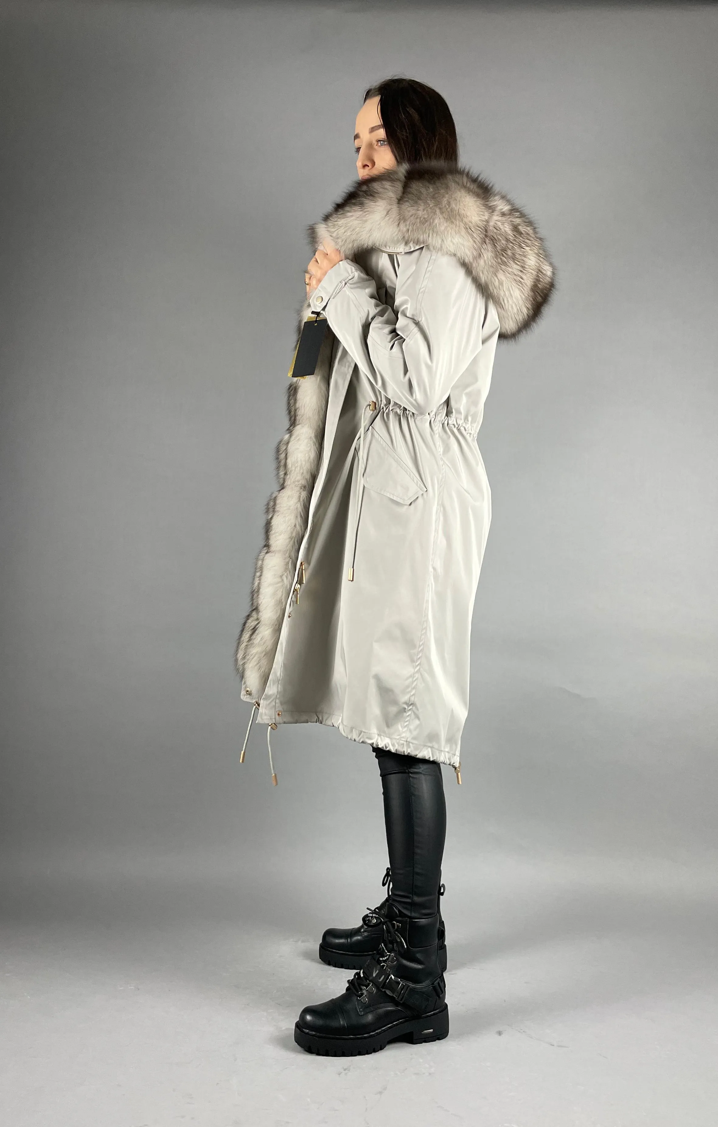 PARKA LUX Grey(SY2106-13)/White-black(M16)/Rex for women 103cm