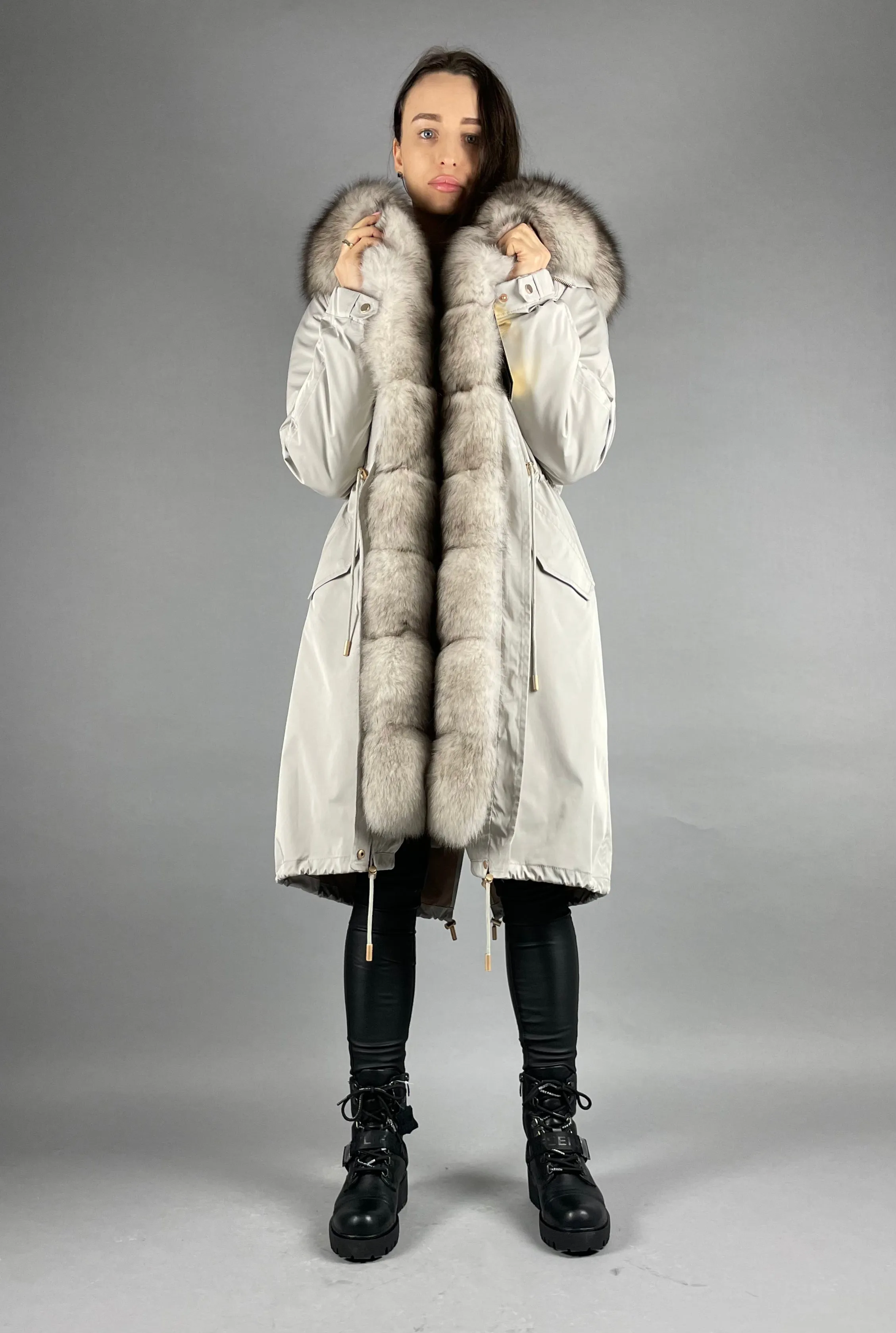 PARKA LUX Grey(SY2106-13)/White-black(M16)/Rex for women 103cm