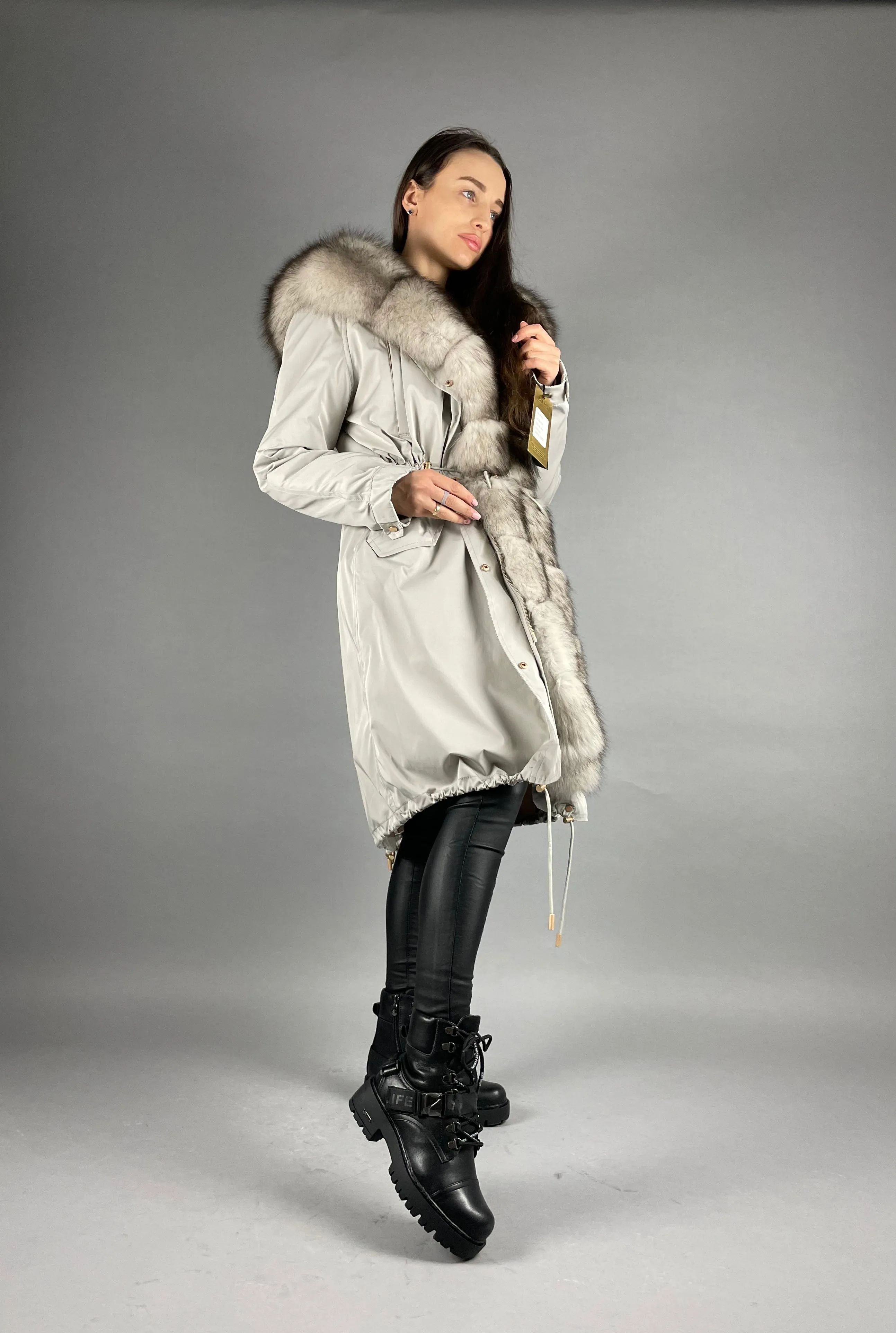 PARKA LUX Grey(SY2106-13)/White-black(M16)/Rex for women 103cm