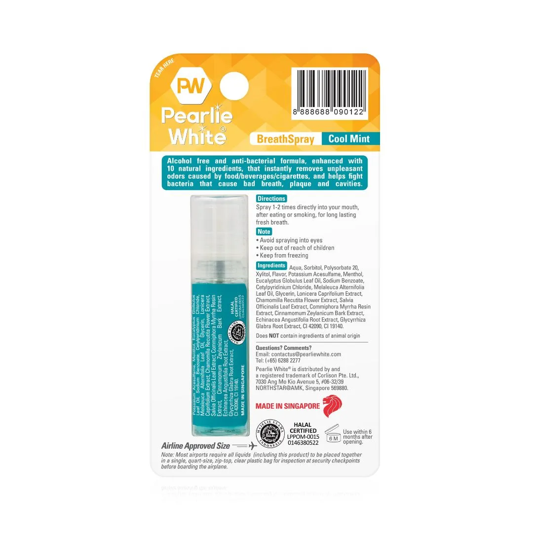 Pearlie White BreathSpray CoolMint (Alcohol Free) 8.5ml