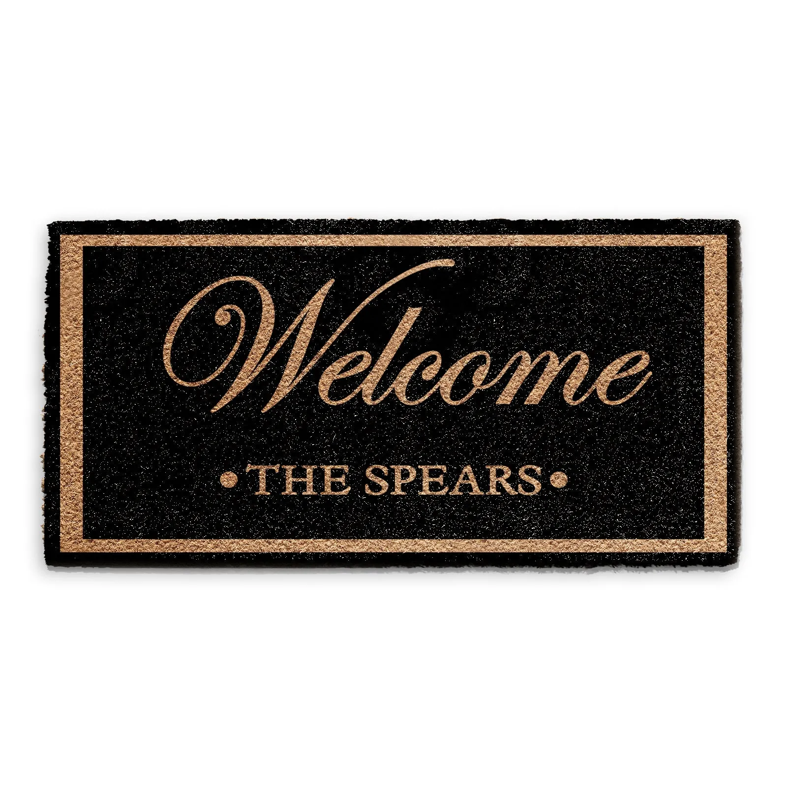 Personalised Black Doormat with Welcome and Family Name