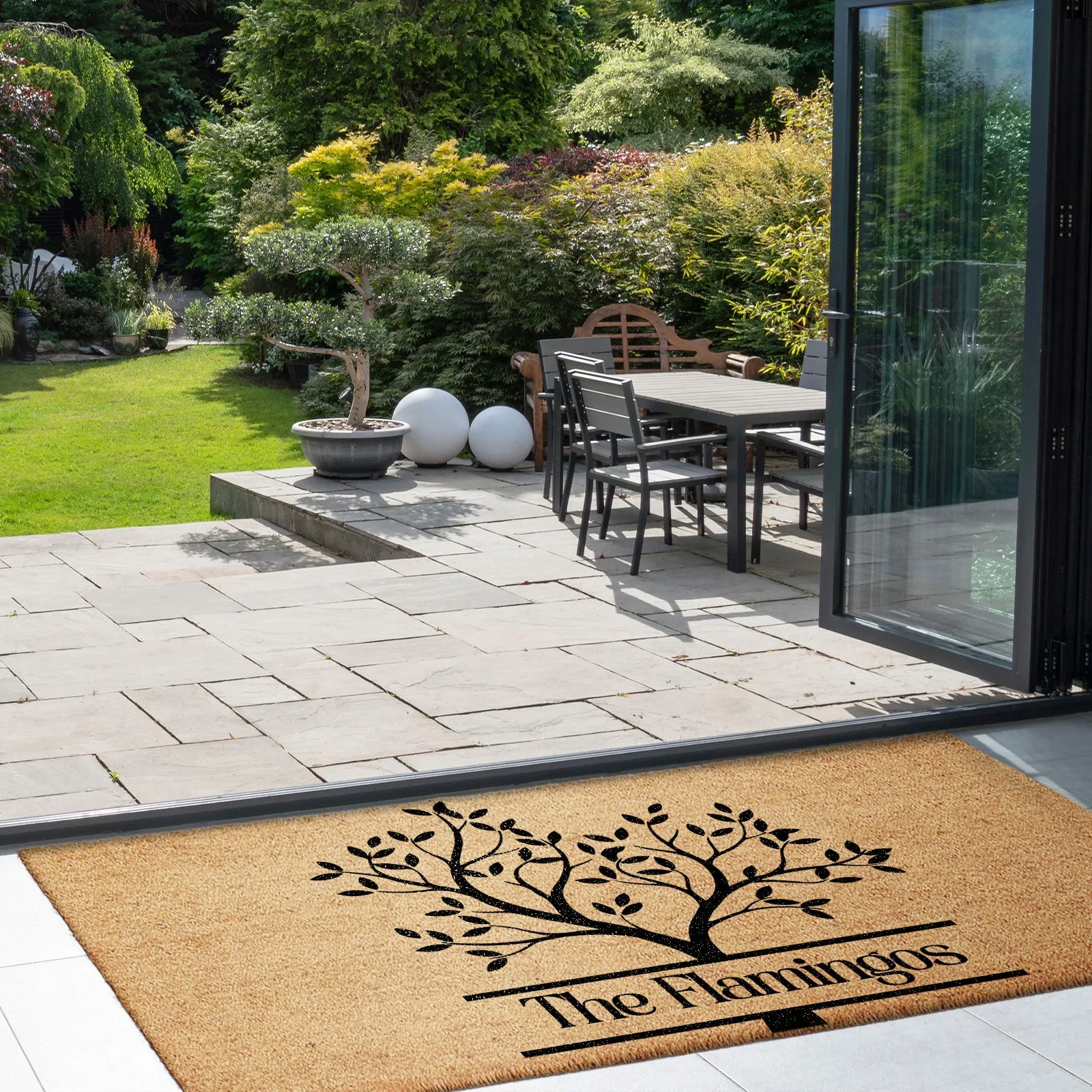 Personalised Doormat - Black Tree and Name