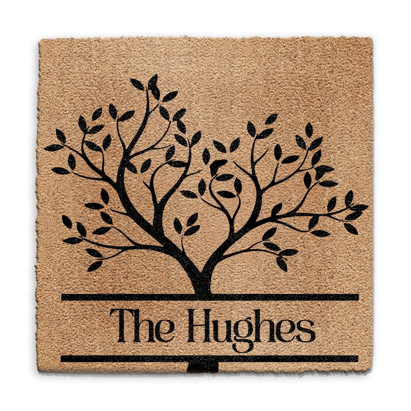 Personalised Doormat - Black Tree and Name