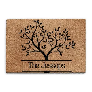 Personalised Doormat - Black Tree and Name