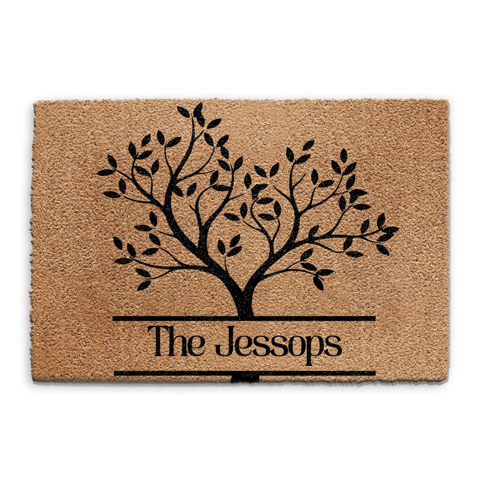 Personalised Doormat - Black Tree and Name