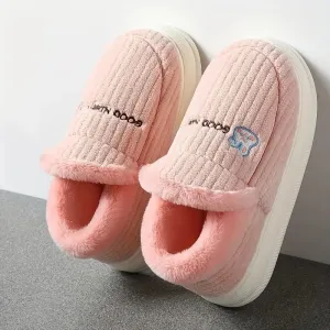 Plus Size Fuzzy Slip-On Indoor Shoes