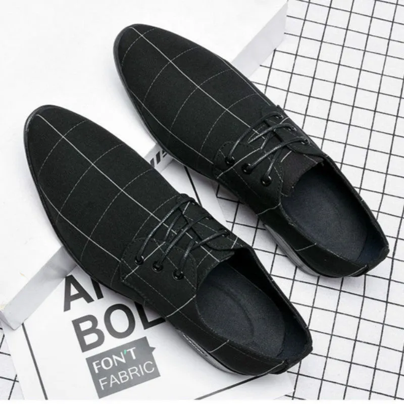 Pointed Toe Casual Canvas Business Shoes Breathable Korean Style Trend All-match Cross-Border Men's Shoes