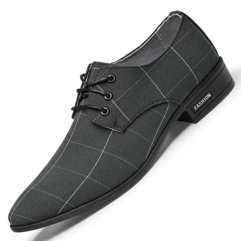 Pointed Toe Casual Canvas Business Shoes Breathable Korean Style Trend All-match Cross-Border Men's Shoes