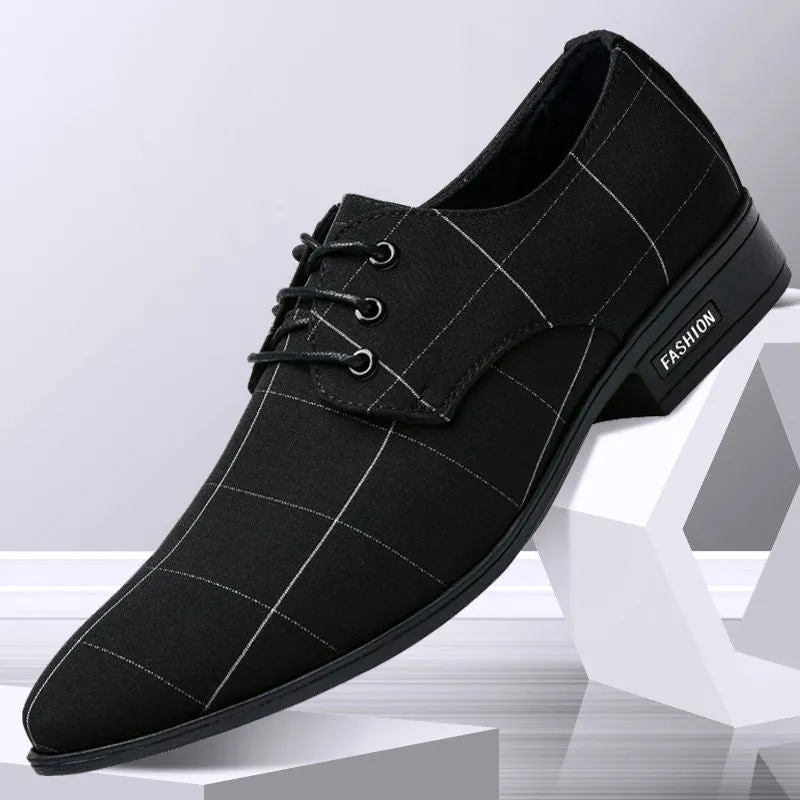 Pointed Toe Casual Canvas Business Shoes Breathable Korean Style Trend All-match Cross-Border Men's Shoes