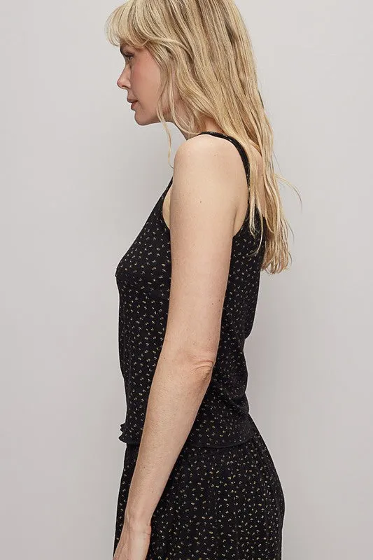 POL Floral Scoop Neck Adjustable Strap Cami