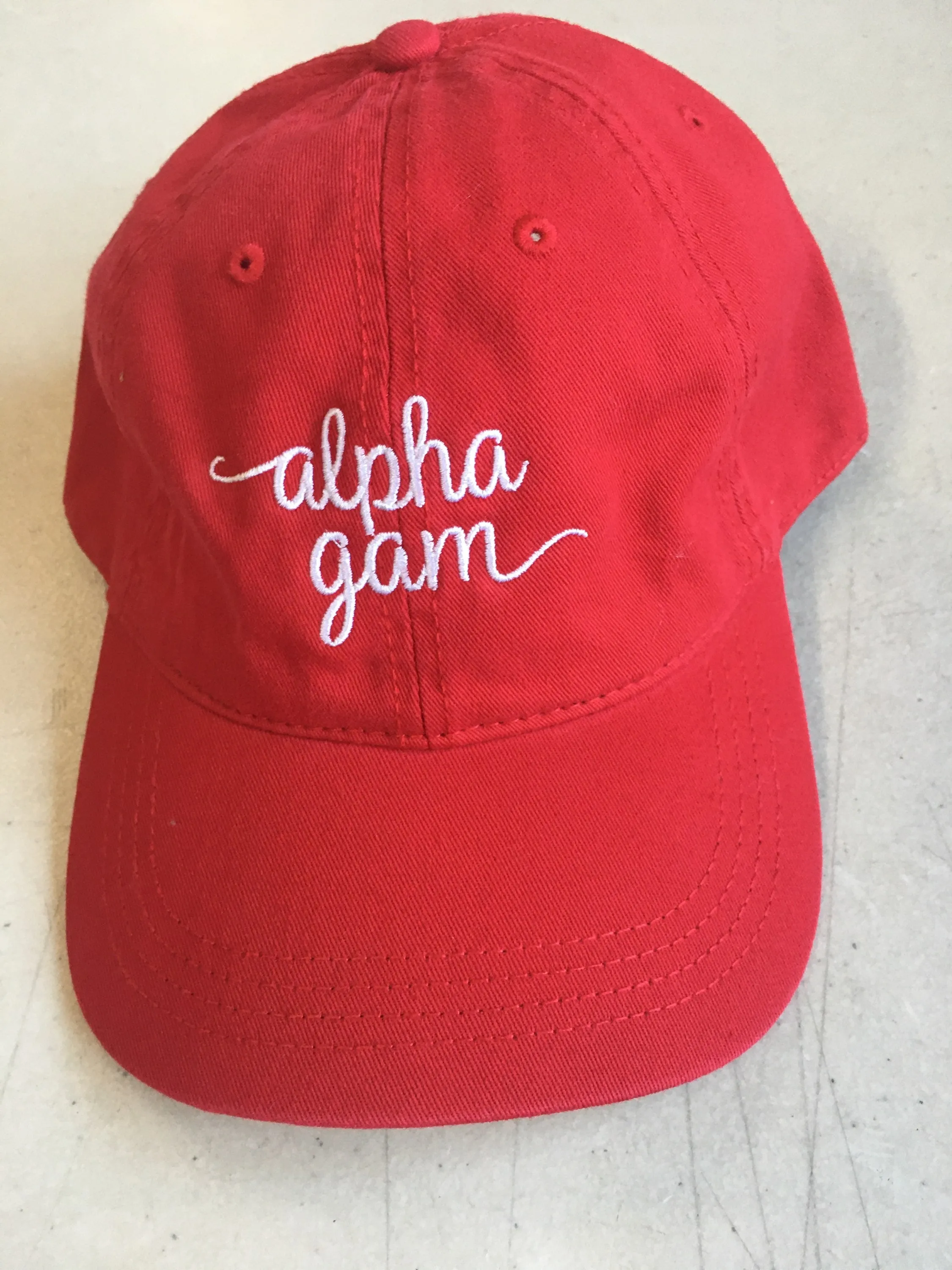 Red Script Alpha Gam Hat