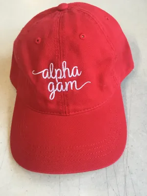 Red Script Alpha Gam Hat