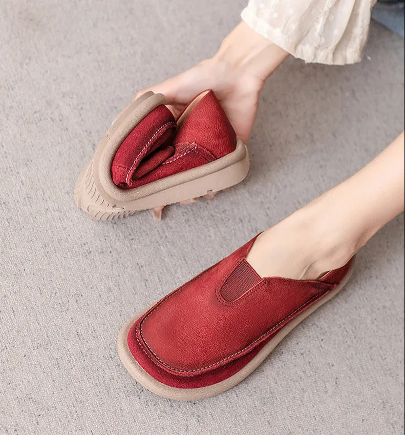 Retro Lightweight Soft Sole Genuine Leather Slip-On Shoes