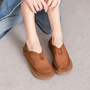 Retro Lightweight Soft Sole Genuine Leather Slip-On Shoes