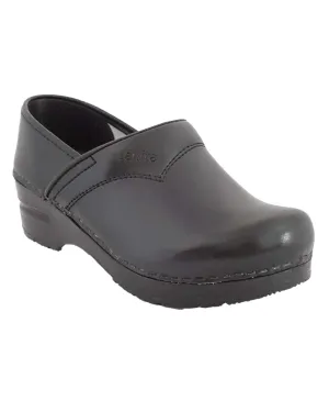Sanita San Flex Closed Black Leather Clog