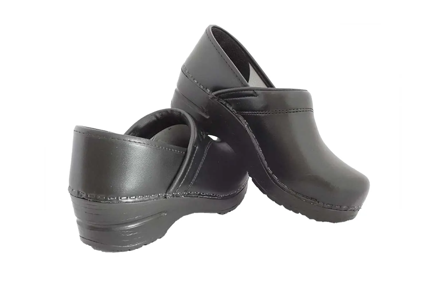Sanita San Flex Closed Black Leather Clog