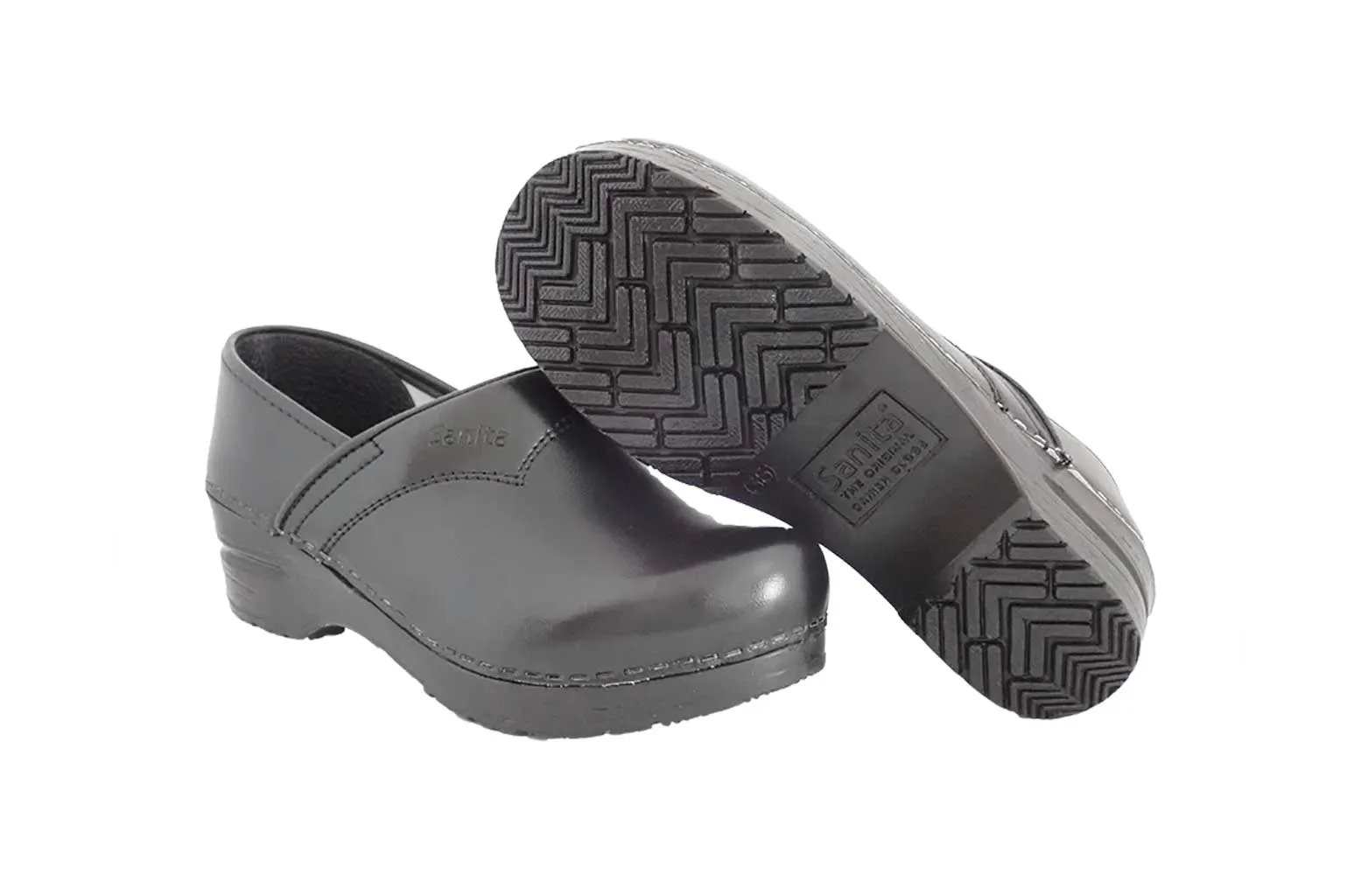 Sanita San Flex Closed Black Leather Clog