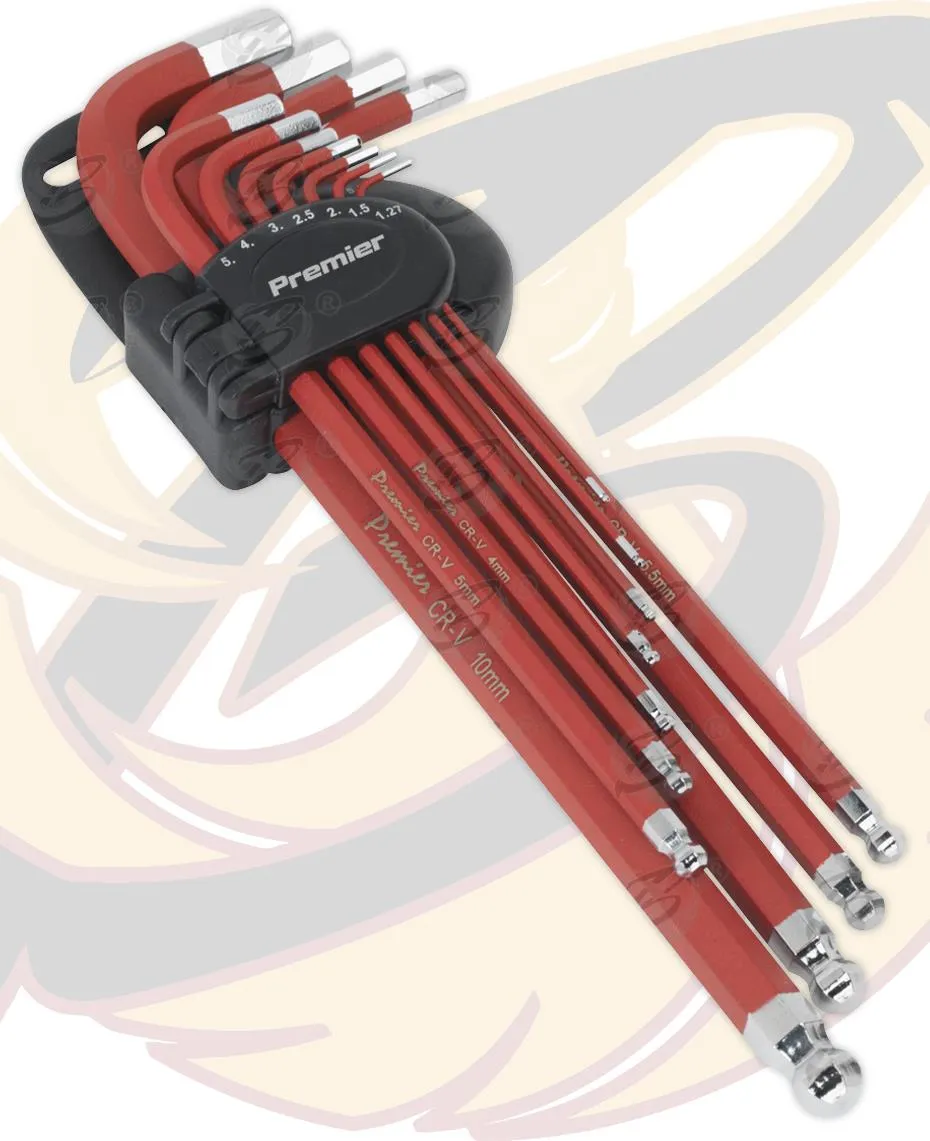 SEALEY 11PCS ANTI SLIP EXTRA LONG BALL END HEX KEYS H1.27 - H10
