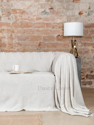 Seamless linen couch cover in Natural Light color (density 175 g/m2)