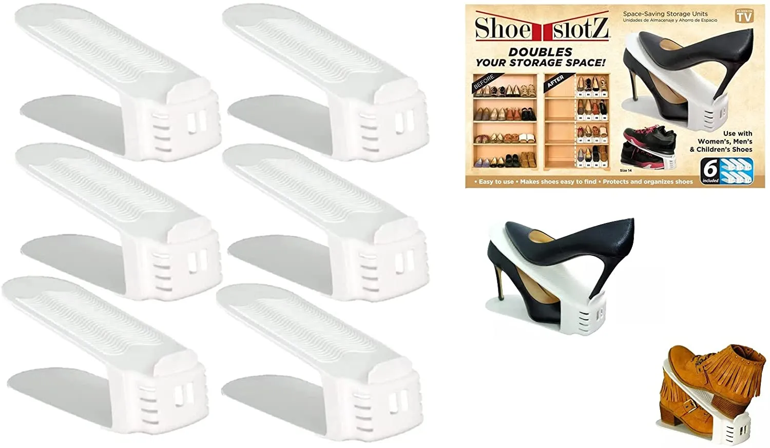 Shoe Slotz Space-Saving Storage Units in Ivory | As Seen on TV | No Assembly Required | Limited Edition Price Club Value Pack, 20 Piece Set