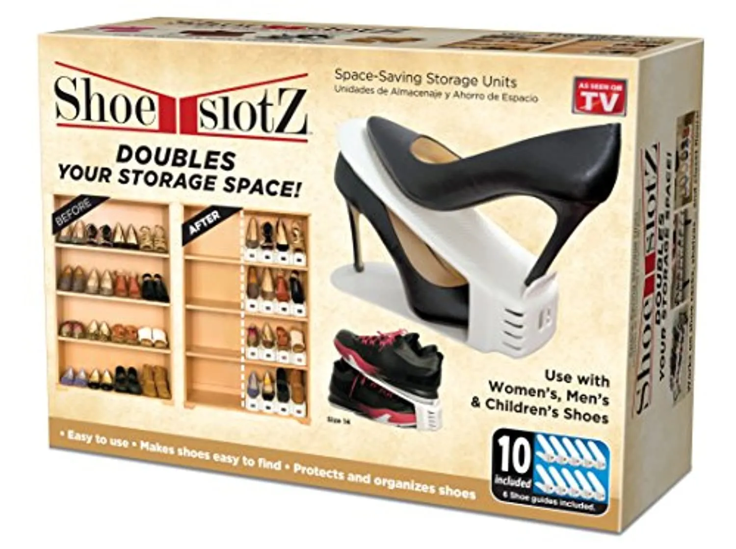 Shoe Slotz Space-Saving Storage Units in Ivory | As Seen on TV | No Assembly Required | Limited Edition Price Club Value Pack, 20 Piece Set