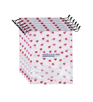 SHOESHINE Shoe Bags (Pack of 6) Travel Shoe Pouch - White Heart