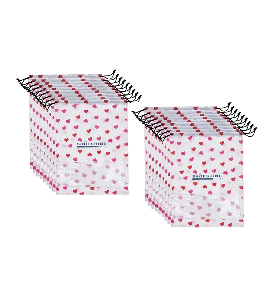 SHOESHINE Shoe Bags (Pack of 6) Travel Shoe Pouch - White Heart