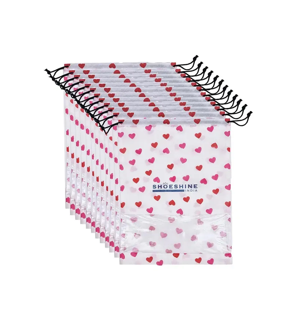 SHOESHINE Shoe Bags (Pack of 6) Travel Shoe Pouch - White Heart
