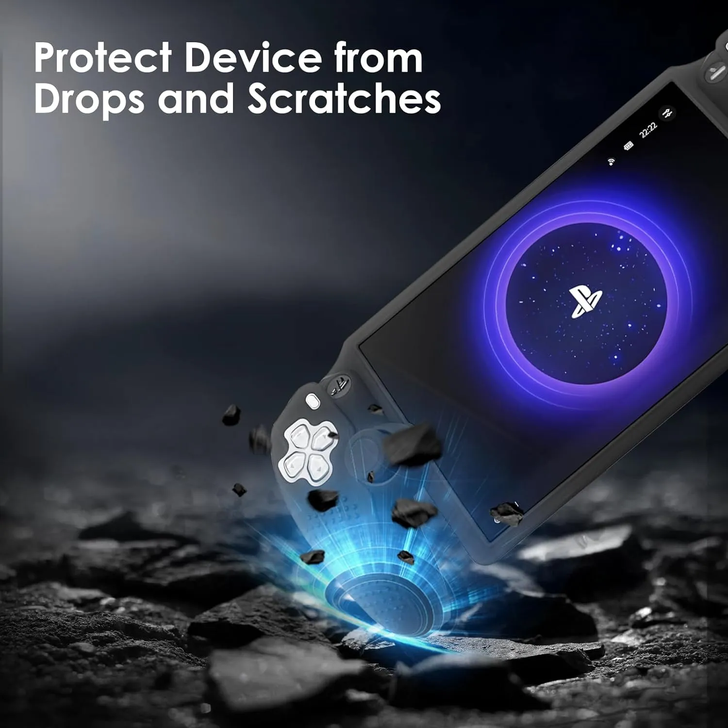 Silicone Case: Shock-Absorption, Anti-Fingerprint, Scratch Resistant, Cover/ Case for Sony Playstation Portal - Black - by Qoosea