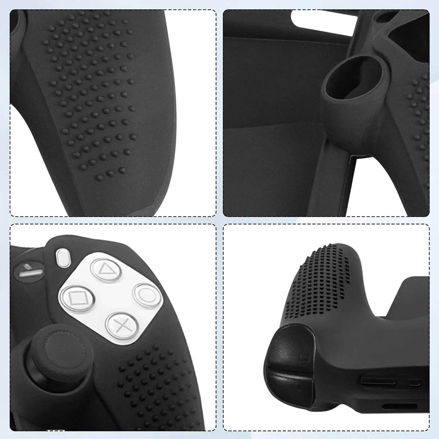 Silicone Case: Shock-Absorption, Anti-Fingerprint, Scratch Resistant, Cover/ Case for Sony Playstation Portal - Black - by Qoosea