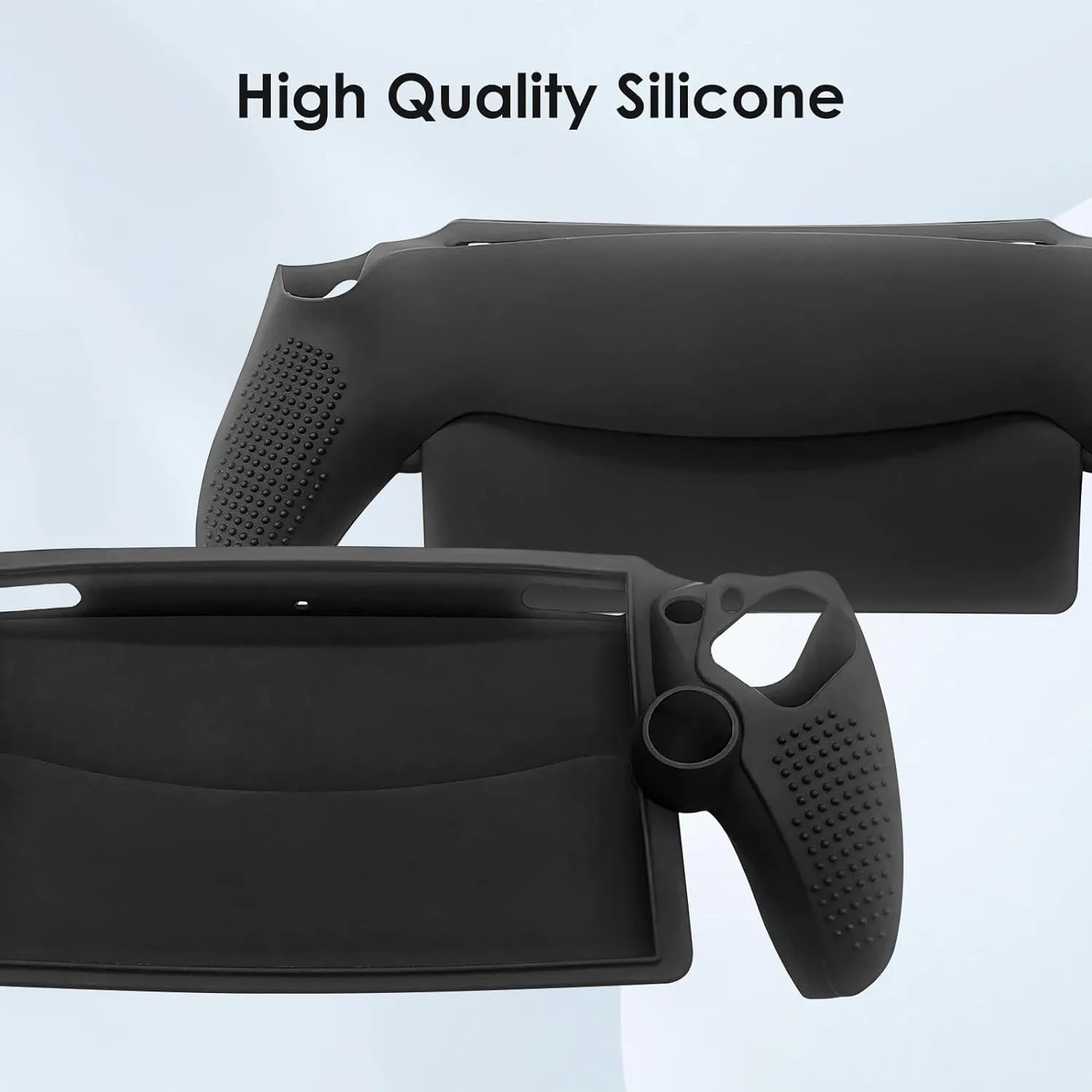 Silicone Case: Shock-Absorption, Anti-Fingerprint, Scratch Resistant, Cover/ Case for Sony Playstation Portal - Black - by Qoosea