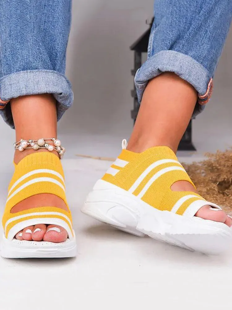 Striped Cutout Sandals