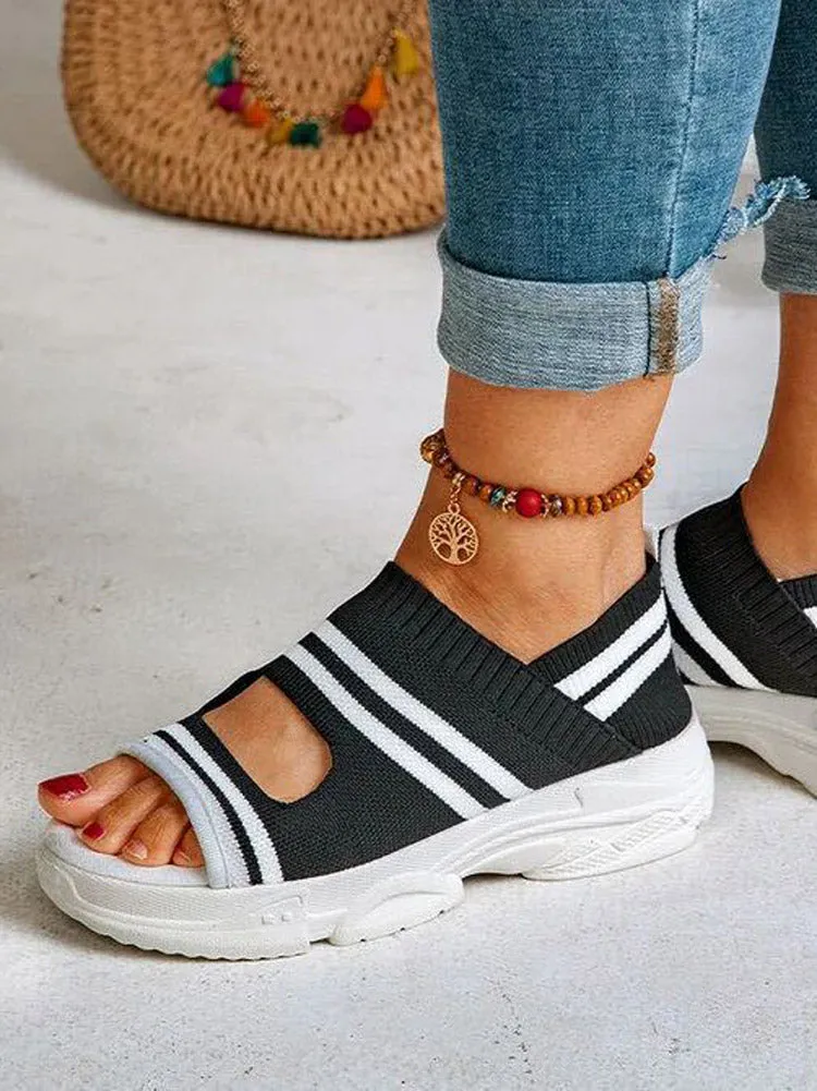 Striped Cutout Sandals