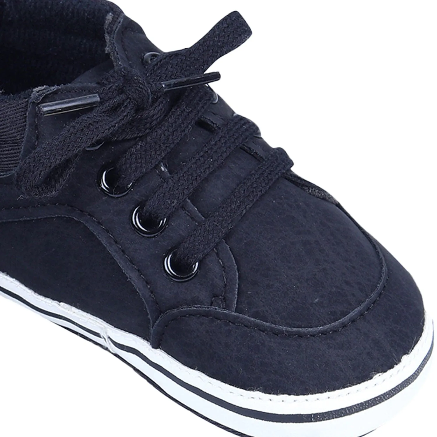 Textured Leather Lace-Up Stylish Anti-Slip Sneaker Shoes - Navy Blue