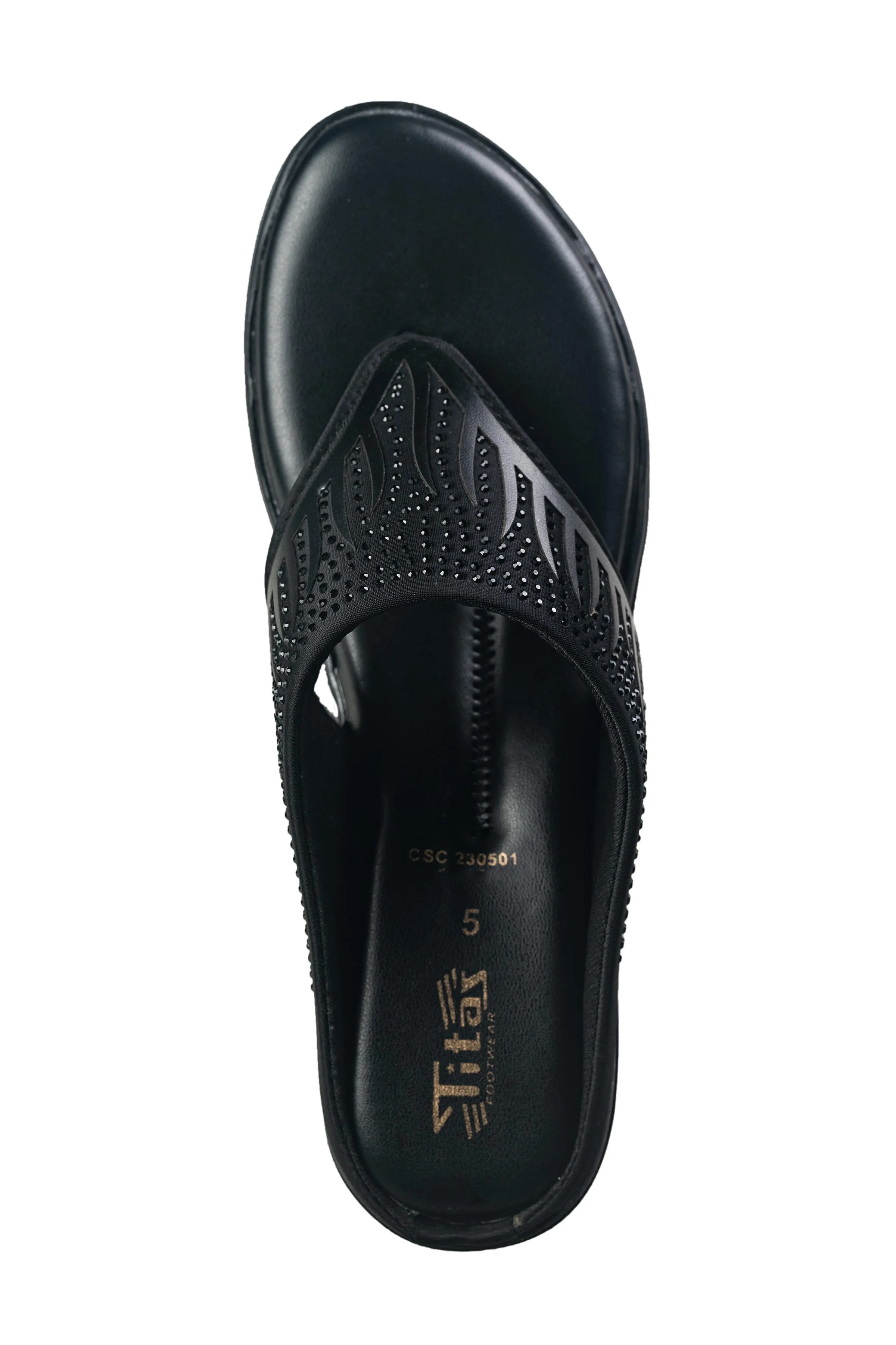 Titas Ladies Black Chappal