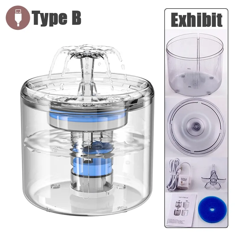 Transparent Intelligent Cat Water Fountain