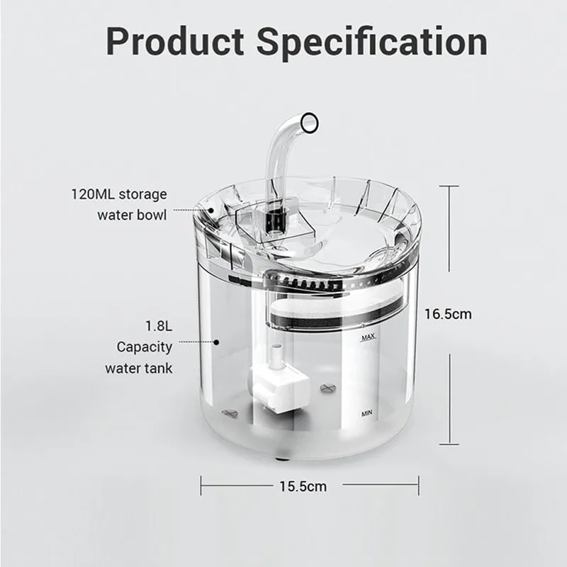 Transparent Intelligent Cat Water Fountain
