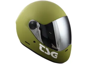 TSG The Pass Pro Solid Color Matt Olive ( Bonus Visor) Full Face Longboard Helmet