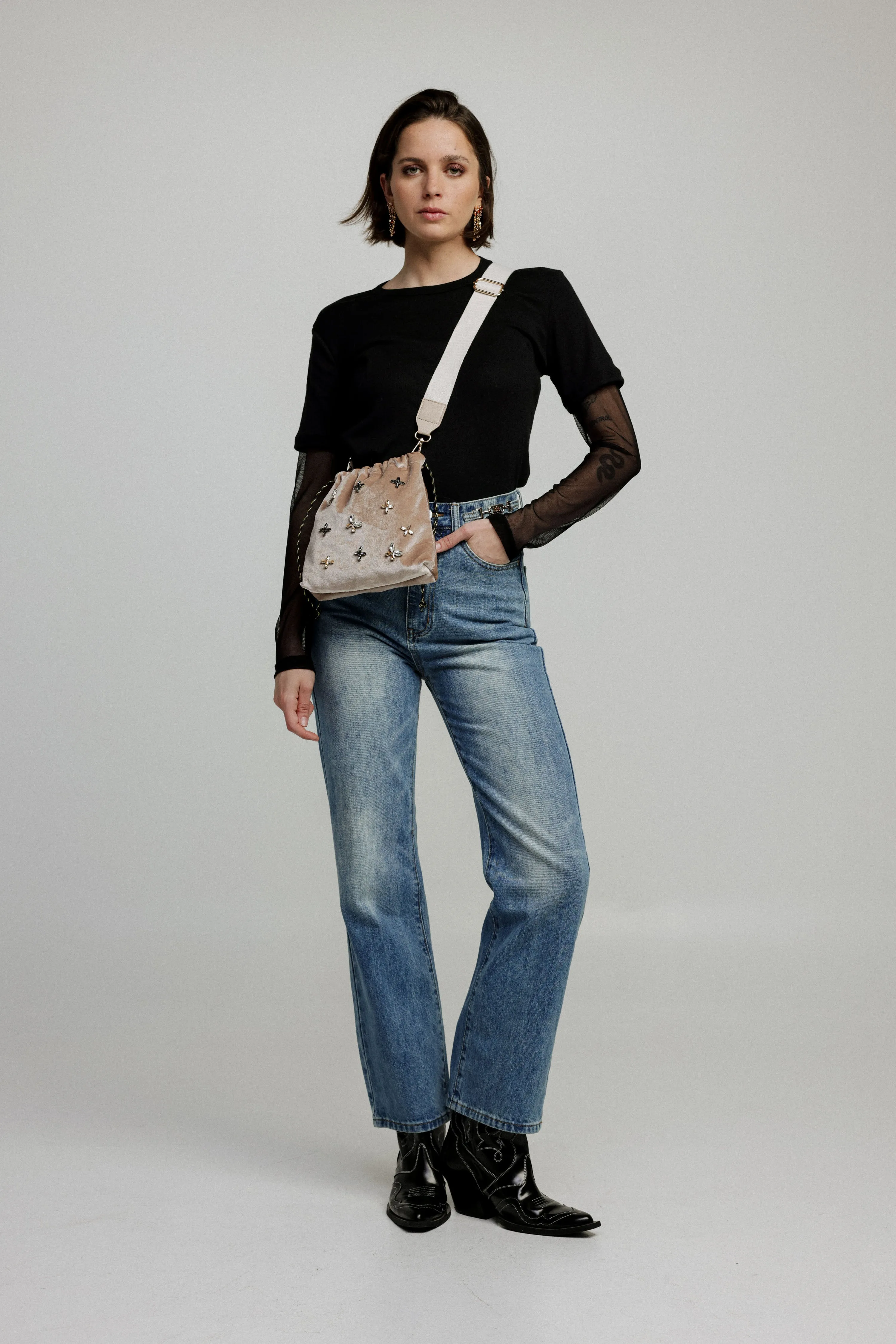 Universe Beige Velvet Bag