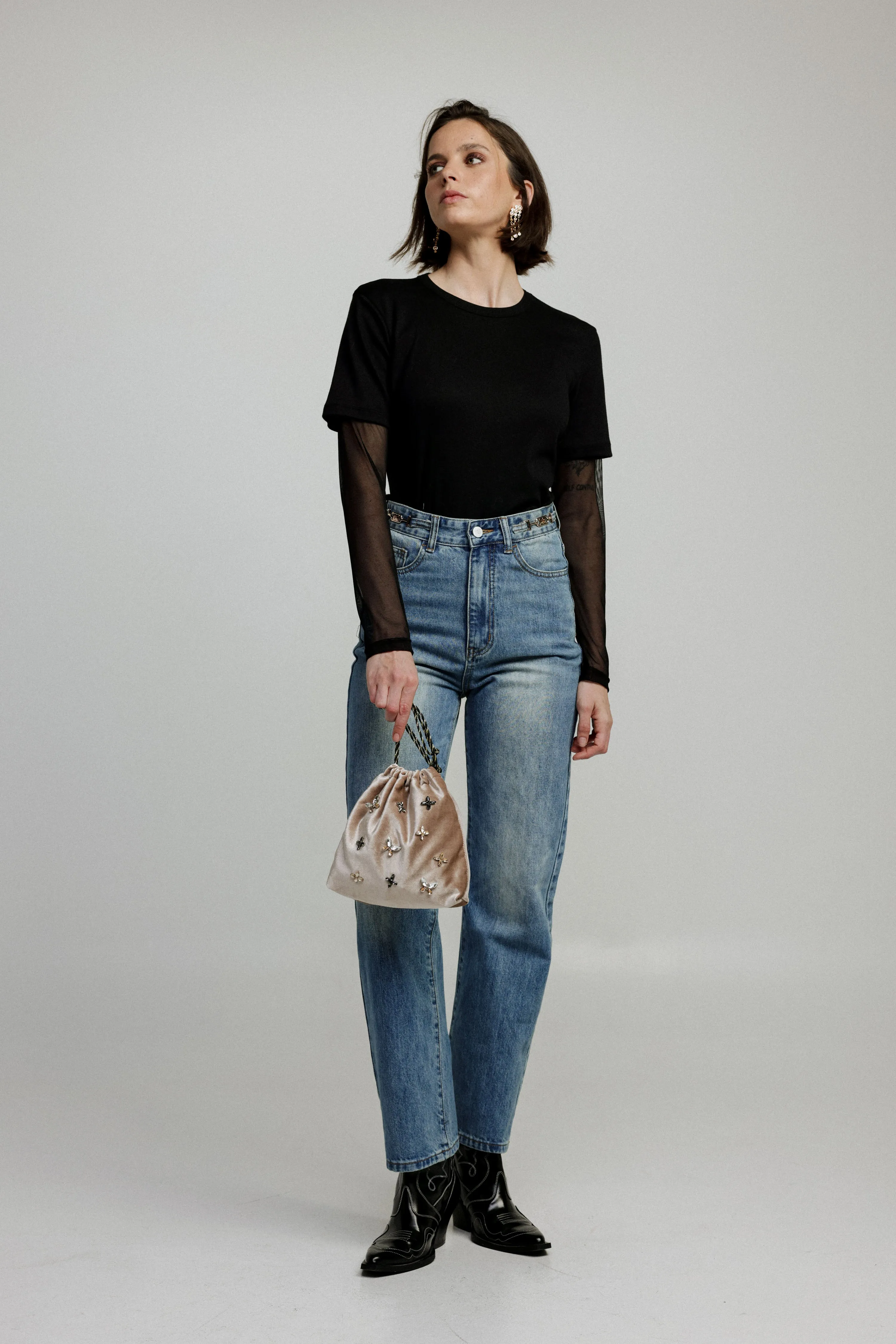 Universe Beige Velvet Bag