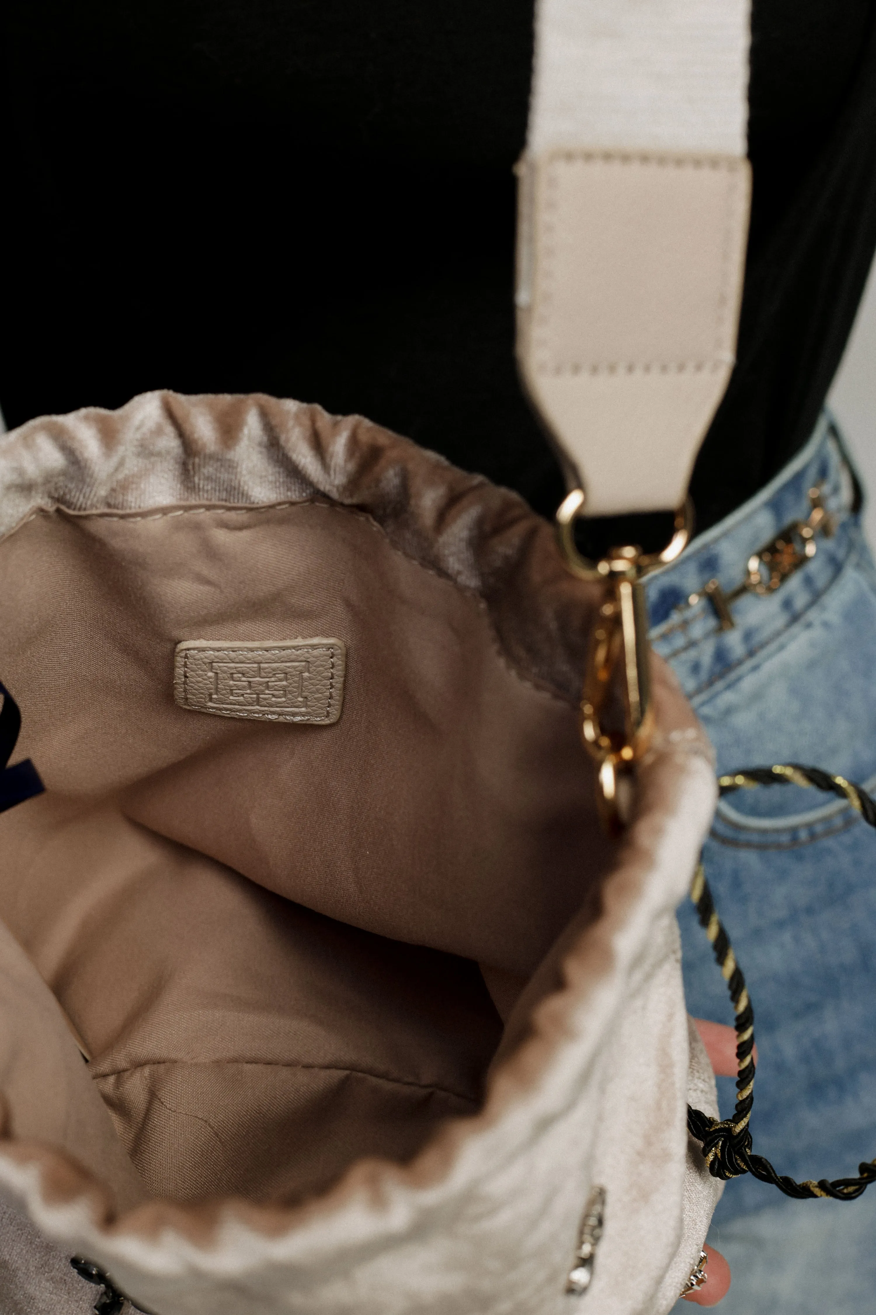 Universe Beige Velvet Bag