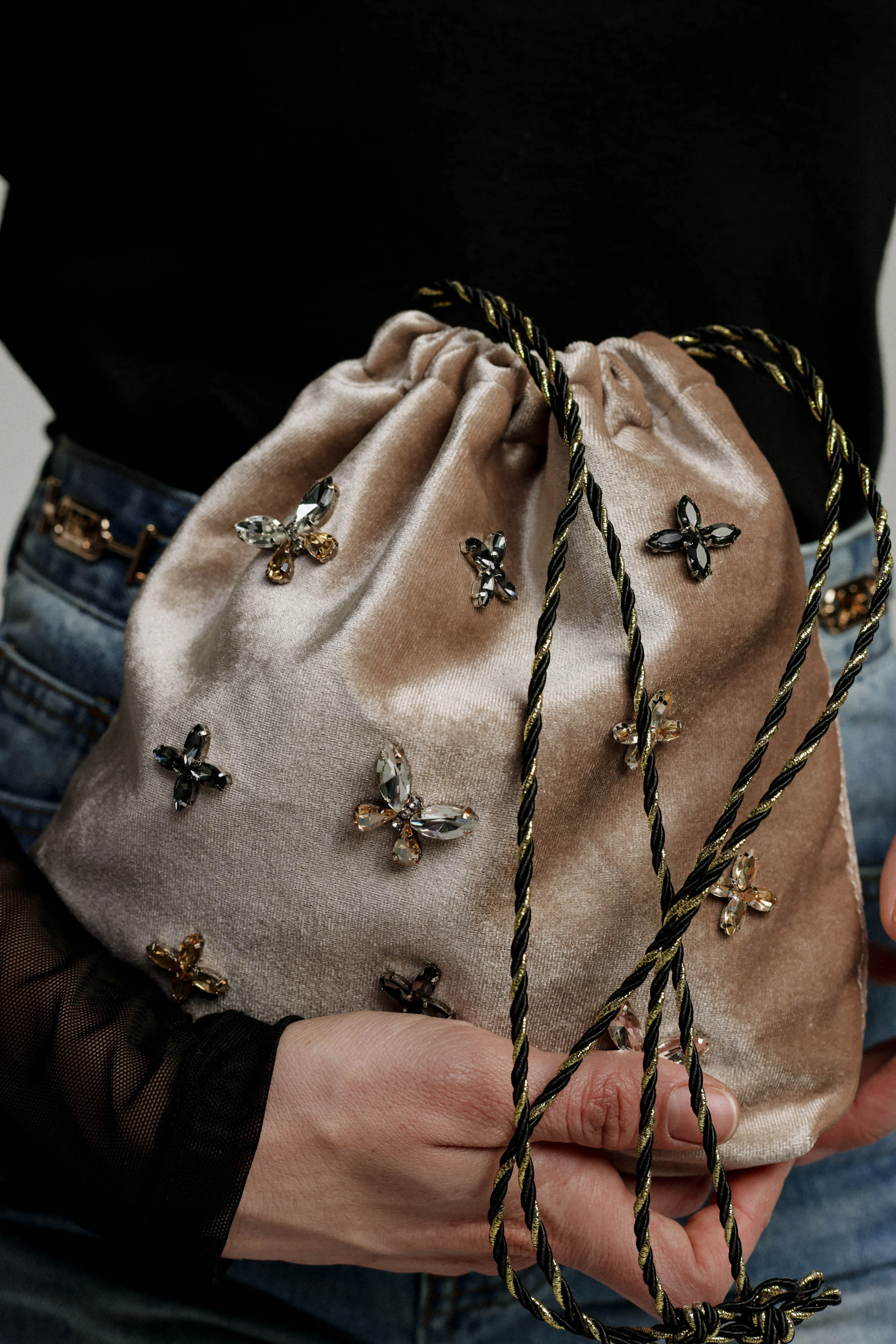 Universe Beige Velvet Bag