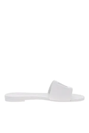 White Logo Rubber Beachwear Sliders