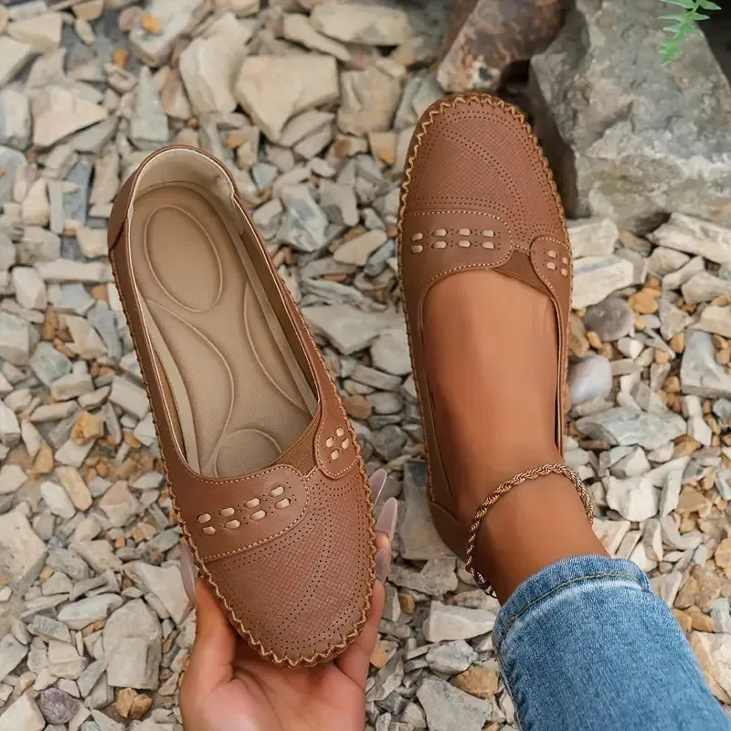 Women's Breathable Vintage Style Leather Loafers