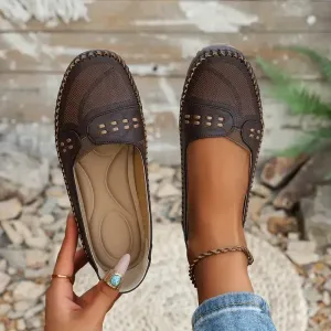 Women's Breathable Vintage Style Leather Loafers